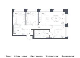 3-комнатная квартира на продажу, 79.6 м2, Москва, жилой комплекс Нова, к3, метро Кутузовская