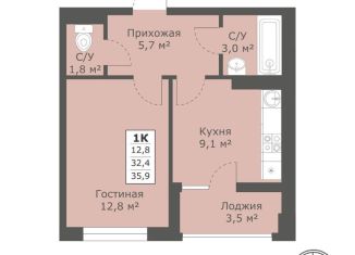 Продается однокомнатная квартира, 35.9 м2, Ставрополь