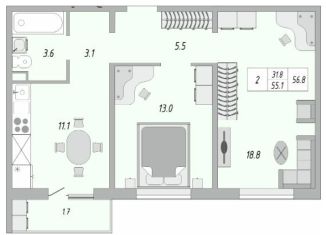 Продается 2-комнатная квартира, 60 м2, Оренбург