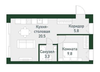 Продажа 1-комнатной квартиры, 39 м2, посёлок Западный, Спортивная улица, 20