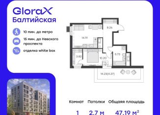 Продаю однокомнатную квартиру, 47.2 м2, Санкт-Петербург, улица Шкапина, 43-45, метро Нарвская