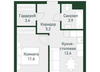 1-комнатная квартира на продажу, 36.5 м2, посёлок Западный, Спортивная улица
