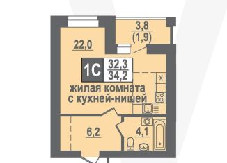 Продажа квартиры студии, 34.2 м2, Новосибирская область, Никольский проспект, 20