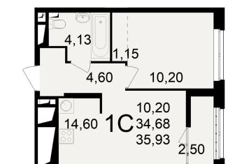 Продам 1-комнатную квартиру, 35.9 м2, Рязань, Железнодорожный район