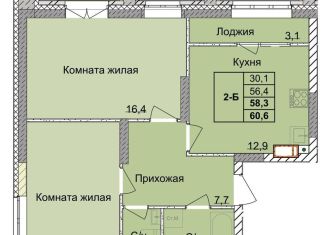 Продается двухкомнатная квартира, 58.3 м2, Нижний Новгород, метро Стрелка, 1-я Оранжерейная улица, 24А