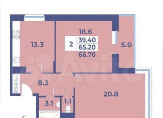 Продается двухкомнатная квартира, 66.7 м2, поселение Первомайское, жилой комплекс Эдельвейс, к4Б, ЖК Эдельвейс