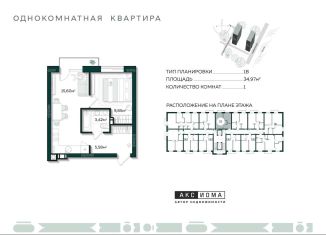 Продажа однокомнатной квартиры, 35 м2, Астрахань