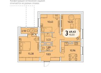 Продажа 3-комнатной квартиры, 69.4 м2, Брянск