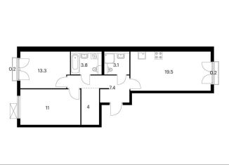 Продам 2-комнатную квартиру, 62.5 м2, Московская область, жилой комплекс Ильинские Луга, к2.9