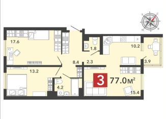 Продажа 3-комнатной квартиры, 77 м2, Пензенская область, Фонтанная улица, с70