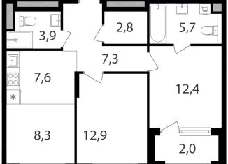 2-комнатная квартира на продажу, 62.9 м2, Москва, жилой комплекс Петровский Парк 2, к1, станция Гражданская