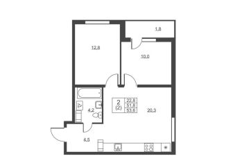 Продам 2-комнатную квартиру, 53.6 м2, Ленинградская область