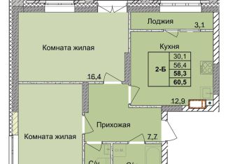 Продаю двухкомнатную квартиру, 58.3 м2, Нижний Новгород, 1-я Оранжерейная улица, 24А