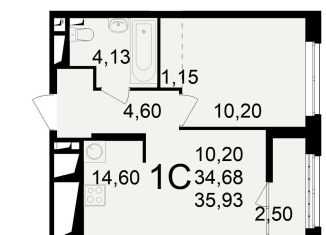Продам 1-комнатную квартиру, 35.9 м2, Рязанская область