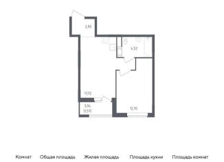 Продажа 1-комнатной квартиры, 39.4 м2, деревня Новосаратовка