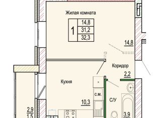 Однокомнатная квартира на продажу, 32.3 м2, Волгоградская область