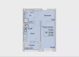 Продам однокомнатную квартиру, 37.6 м2, Батайск
