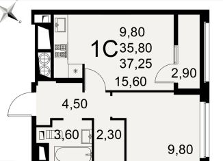 1-комнатная квартира на продажу, 37.3 м2, Рязань, Интернациональная улица, 20