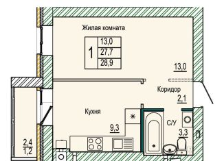 Продам однокомнатную квартиру, 28.9 м2, Волгоградская область