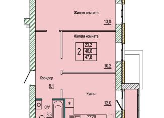 Продам двухкомнатную квартиру, 47.8 м2, Волгоград