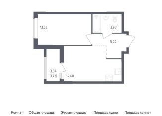 Продажа 1-ком. квартиры, 38.3 м2, деревня Новосаратовка