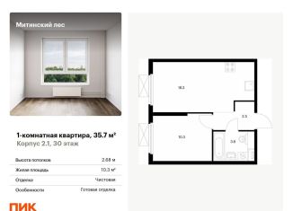 Продажа однокомнатной квартиры, 35.7 м2, Москва