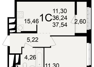 Продажа однокомнатной квартиры, 37.5 м2, Рязань