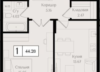 Продам 1-комнатную квартиру, 44.3 м2, Москва