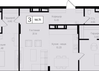 Продается 3-комнатная квартира, 90.7 м2, Москва, ВАО