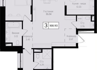 Продажа трехкомнатной квартиры, 100.9 м2, Москва, метро Электрозаводская
