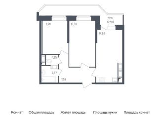Продается 2-комнатная квартира, 51.2 м2, Санкт-Петербург, жилой комплекс Живи в Рыбацком, 5