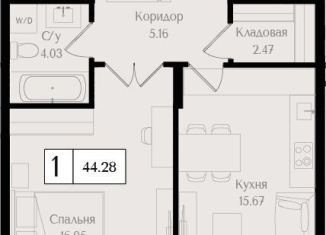 Продаю 1-комнатную квартиру, 44.3 м2, Москва