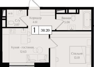 Однокомнатная квартира на продажу, 38.2 м2, Москва, метро Семеновская