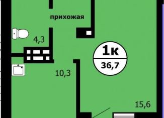 Продам однокомнатную квартиру, 36.7 м2, Красноярск, улица Лесников, 23