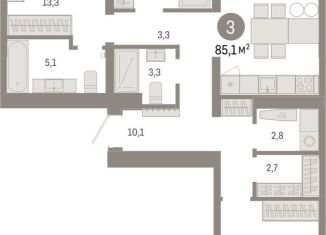 3-комнатная квартира на продажу, 85.1 м2, Свердловская область