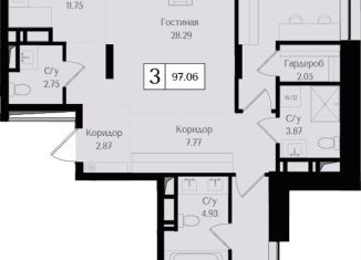 3-комнатная квартира на продажу, 97.1 м2, Москва, метро Преображенская площадь