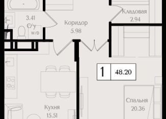 Однокомнатная квартира на продажу, 48.2 м2, Москва, метро Семеновская