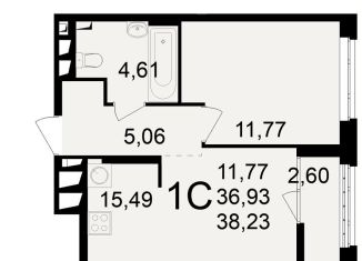 Продажа 1-комнатной квартиры, 38.2 м2, Рязань, Железнодорожный район