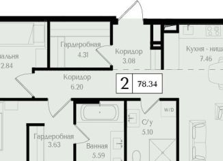 Продаю 2-комнатную квартиру, 78.3 м2, Москва, ВАО
