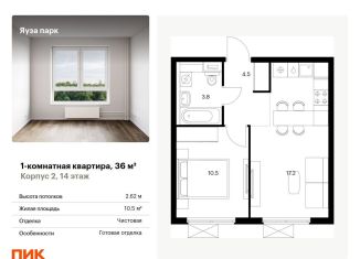 Продаю однокомнатную квартиру, 36 м2, Московская область, жилой комплекс Яуза Парк, 1