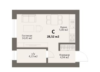 Однокомнатная квартира на продажу, 28.5 м2, Челябинская область