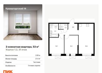 Продается 2-комнатная квартира, 53 м2, Москва, ЖК Кронштадтский 14, Кронштадтский бульвар, 8к2