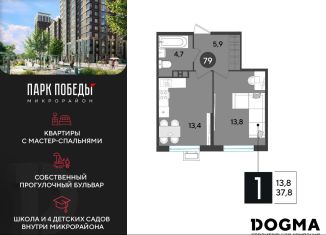 Продается 1-комнатная квартира, 37.8 м2, Краснодар