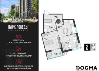 Продается 2-комнатная квартира, 55.9 м2, Краснодар, Прикубанский округ