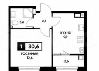 1-комнатная квартира на продажу, 30.6 м2, Ставрополь, микрорайон № 35