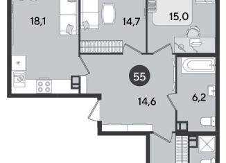Продается 3-комнатная квартира, 92.7 м2, Краснодар, микрорайон Парк Победы