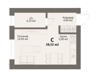 Продается 1-комнатная квартира, 28.5 м2, посёлок Красное Поле