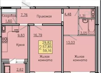 Продается 2-комнатная квартира, 59.2 м2, Воронежская область, Раздольная улица, 2