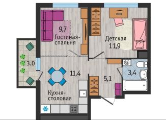 Продается 2-комнатная квартира, 44.8 м2, деревня Батино, улица Сергея Есенина, 15