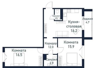 Продается двухкомнатная квартира, 65.2 м2, Челябинская область